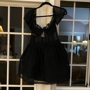Sexy Divided Black Lace Dress